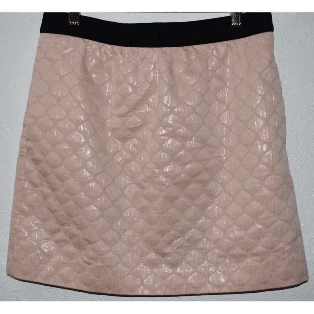 Ann Taylor Loft 6P Pink Irredescent Mini Skirt Textured Metallic Stretch Waist